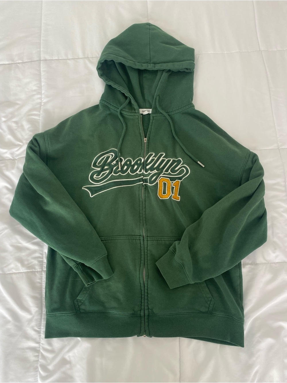 Garage Green Brooklyn Zip-Up Hoodie with Yellow Accent